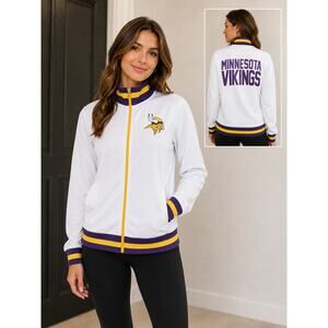 NFL Minnesota Vikings Bling Zip Track Jacket White Purple Gold XL